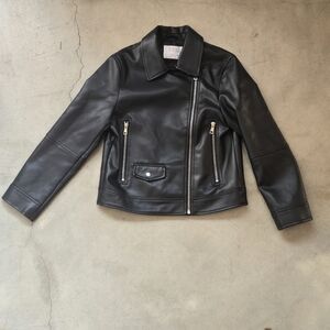 Zara | Black Faux Leather Moto Jacket Size 9